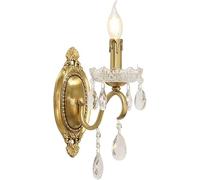 SANGPAO Decoración Moderna del hogar Apliques de Cobre Luces de Pared de Campo francés para Sala de Estar Apliques de Pared de Vela Vintage con Cristales Lámpara de Pared Junto a la Cama Accesorio de