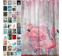 Sanilo Cortina de Ducha 180 x 200 cm, Muchas Cortinas de Ducha a Elegir, Incl. 12 Anillos, Impermeables, Efecto antimoho (Flamenco)