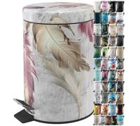 Sanilo Cubo de basura para el baño 3 L con dispositivo automático de descenso, muchas papeleras nuevas a elegir para el baño, con contenedor interior (Plumas)