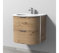 Sanipa 4balance: Lavabo de cerámica + mueble bajo lavabo de 60 cm con 2 cajones y tirador