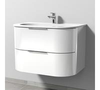 Sanipa 4balance: Lavabo de cerámica + mueble bajo lavabo de 80 cm con 2 cajones, tirador en mate