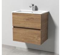 Sanipa Solo One Euphoria: Juego compacto de cerámica de 59,2 cm, que incluye un lavabo de cerámica y un mueble bajo lavabo con 2 cajones