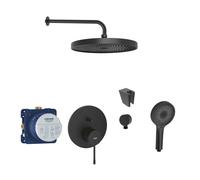 SANITINO - Conjunto de ducha con grifería y cuerpo empotrado Grohe, accesorios kielle, negro mate SANI21GKK406