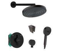 SANITINO - Conjunto de ducha con grifo empotrado hansgrohe, con cuerpo de montaje y accesorios kielle, negro mate SANI21HHK400