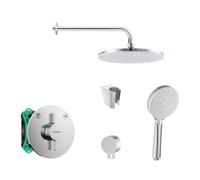 SANITINO - Conjunto de ducha con grifo y cuerpo empotrado Hansgrohe, accesorios kielle, cromo SANI21HKK005