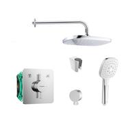 SANITINO - Conjunto de ducha con grifo y cuerpo empotrado Hansgrohe, accesorios kielle, cromo SANI21HKK006