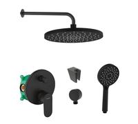 SANITINO - Conjunto de ducha con grifo y cuerpo empotrado Hansgrohe, accesorios kielle, negro mate SANI21HKK408