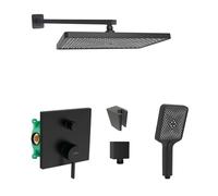 SANITINO - Conjunto de ducha con grifo y cuerpo empotrado Hansgrohe, accesorios kielle, negro mate SANI21HKK406