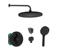 SANITINO - Conjunto de ducha con grifo y cuerpo empotrado Hansgrohe, accesorios kielle, negro mate SANI21HKK404