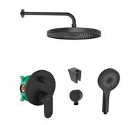 SANITINO - Conjunto de ducha con grifo y cuerpo empotrado Hansgrohe, accesorios kielle, negro mate SANI21HKK407