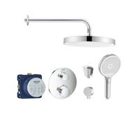 SANITINO - Conjunto de ducha con termostato y cuerpo empotrado Grohe, accesorios kielle, cromo SANI21GKK005