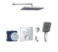 SANITINO - Conjunto de ducha con termostato y cuerpo empotrado Grohe, accesorios kielle, cromo SANI21GKK003