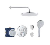 SANITINO - Conjunto de ducha con termostato y cuerpo empotrado Grohe, accesorios kielle, cromo SANI21GKK002