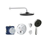 SANITINO - Conjunto de ducha con termostato y cuerpo empotrado Grohe, accesorios kielle, cromo SANI21GKK008
