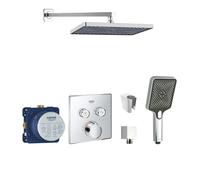 SANITINO - Conjunto de ducha con termostato y cuerpo empotrado Grohe, accesorios kielle, cromo SANI21GKK011