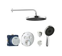 SANITINO - Conjunto de ducha con termostato y cuerpo empotrado Grohe, accesorios kielle, cromo SANI21GKK000