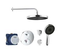 SANITINO - Conjunto de ducha con termostato y cuerpo empotrado Grohe, accesorios kielle, cromo SANI21GKK004