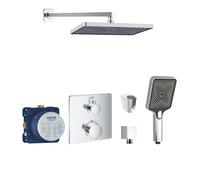 SANITINO - Conjunto de ducha con termostato y cuerpo empotrado Grohe, accesorios kielle, cromo SANI21GKK007