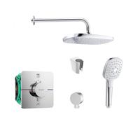 SANITINO - Conjunto de ducha con termostato y cuerpo empotrado Hansgrohe, accesorios kielle, cromo SANI21HKK024