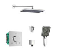 SANITINO - Conjunto de ducha con termostato y cuerpo empotrado Hansgrohe, accesorios kielle, cromo SANI21HKK012