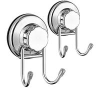 SANNO 1808111789 Gancho Fuerte con ventosas Vacumn para Superficie Plana y Lisa, Toalla, Cocina, Ducha, baño, Acero Inoxidable NeverRust (2 Piezas), 2 Unidades