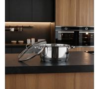 SANTA | Cacerola 28 cm de Acero Inoxidable con de Cristal, Olla con Metálicas, para Inducción, Gas, Vitro y Eléctrica, Cacerola para