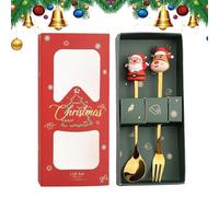 Santa Fork and Spoon Set, Christmas Fork and Spoon, Stainless Steel Tableware, Holiday Cutlery Set, Christmas Tableware for Kids, Holiday Forks and Spoons, Banquet, Camping