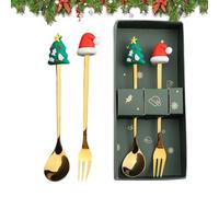 Santa Fork and Spoon Set, Christmas Fork and Spoon, Stainless Steel Tableware, Holiday Cutlery Set, Christmas Tableware for Kids, Holiday Forks and Spoons, Banquet, Camping