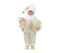 Santa Muñeco Festivo Estatua Decorativa Figura Navideña de Poliéster Creativa para Regalo Decoración de Oficina Hogar Fiesta Cumpleaños Navidad, Oro, Individual
