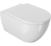 SANYCCES, inodoro de pared con sistema de descarga sin borde, con tapa SoftClose TakeOff y sistema de fijación, color blanco