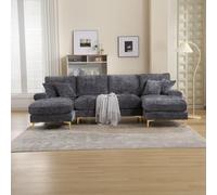 Sapgaks - Sofá cama grande modular, moderno en forma de U, doble ensamblable a voluntad, tejido chenille, sofá reclinable extra grande para salón, color gris