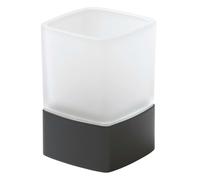 Sapho Accesorios de baño Gedy - Vaso de cepillo de dientes Lounge de pie, cristal lechoso/negro mate 549814