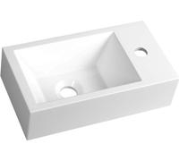 Sapho AMAROK, lavabo de encimera en mármol sintético "Gussmarmor", 40x22 cm, para montaje en la derecha, color blanco