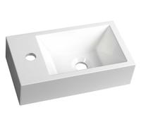 Sapho AMAROK, lavabo de encimera en mármol sintético "Gussmarmor", 40x22 cm, para montaje en la parte izquierda, color blanco