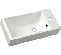Sapho ARIANA, lavabo de encimera en mármol sintético, 50x25 cm, para montaje en la derecha, color blanco
