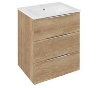 Sapho Cirasa - Mueble para lavabo de 59x75x46 cm, 3 cajones, roble alabama. CR631-2222