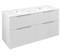 Sapho CIRASA STRIP: Mueble bajo lavabo con doble lavabo, 121x66x46 cm, blanco mate