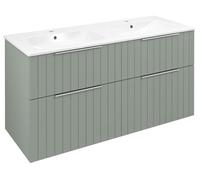 Sapho CIRASA STRIP: Mueble bajo lavabo con doble lavabo, 121x66x46 cm, color verde