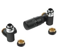 Sapho Corner Combi - Kit de conexión de válvula termostática triaxial, derecha, negro mate CP3022BS