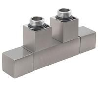 Sapho Cube Twin - Kit de conexión de válvulas para conexión central, paso 50 mm, acero inoxidable cepillado CP582S