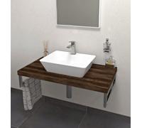 Sapho - Encimera para lavabo, modelo AVICE, 80x50 cm, grosor 5 cm, roble oscuro