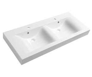Sapho FLAVIA, mueble doble lavabo en mármol sintético "Guss", color blanco, dimensiones 120x50 cm