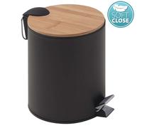 Sapho Gedy Bamboom - Cubo de basura Kenta de 5 l, Soft Close, negro mate/bambú 1409