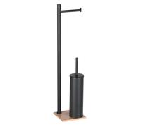 Sapho Gedy Bamboom - Portarrollos y escobilla de baño Trilly, negro mate/bambú TR3241