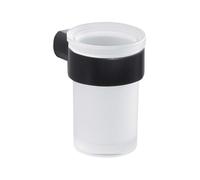 Sapho Gedy Pirenei - Vaso con soporte para cepillos de dientes, cristal satinado/negro mate PI1014