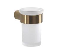 Sapho Gedy Pirenei - vaso para cepillo y pasta de dientes con soporte, vidrio lechoso/oro mate PI1088