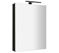 Sapho Greta - Armario con espejo e iluminación LED, 60x70x14 cm, 1 puerta, bisagras a la derecha, negro mate GR065-0035