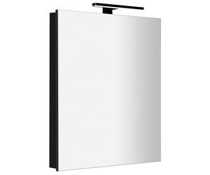 Sapho Greta - Armario con espejo e iluminación LED, 60x70x14 cm, 1 puerta, bisagras a la derecha, negro mate GR065-0035