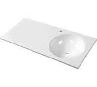 Sapho JUNO, lavabo de encimera en mármol sintético "Gussmarmor", 100x47 cm, blanco, para instalación en la parte derecha