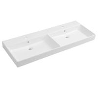 Sapho KARE 120: Lavabo doble de cerámica, 120x46 cm, para muebles de baño. Blanco